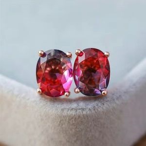 Oval Zircon Stone Earrings in 18K Rose Gold Plate